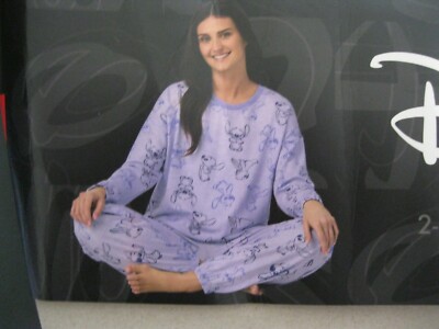 Disney Women's 2 Piece Cozy Pajama Set, Purple, Large (1068)-image