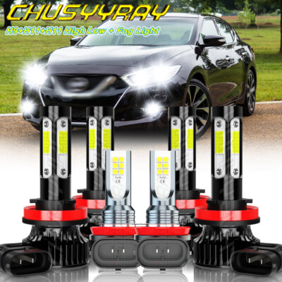 For Nissan Maxima 2016 2017 2018 6x LED Headlight Hi/Lo + Fog Bulbs Combo 6000K-image
