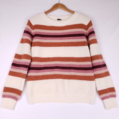 Cozy Co Striped Sweater Womens S/M Retrocore Cottagecore Soft Knit Pullover Top-image