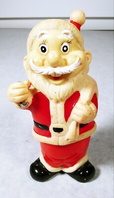 Vintage ALPS Hard Plastic Santa Claus Dwarf Wind Up Christmas Toy Bell -image
