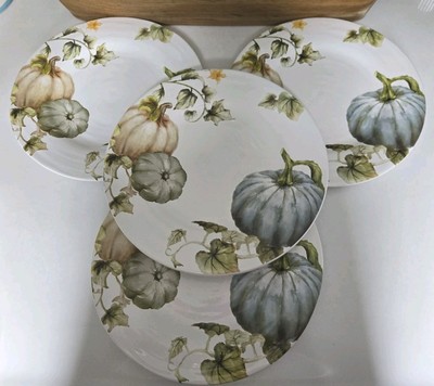 4 Pier 1 Imports Autumn Bliss Dinner Plates 10.75” Earthenware Pumpkin Gourd-image