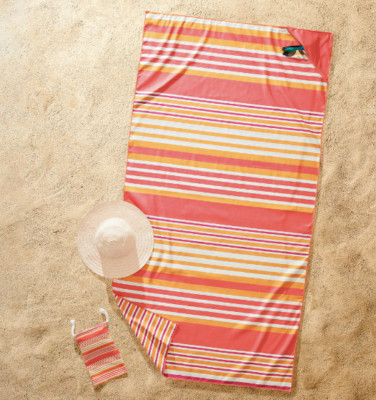 Better Homes & Gardens 38” x 72” Coral Stripe Oversized Beach Towel-image
