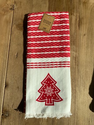 Brand new 100% cotton printed Nordic Winter Christmas tree dish towel 18
