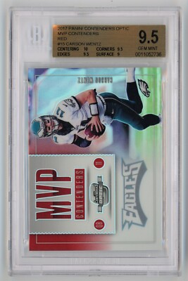 2017 Panini Contenders Optic MVP Contenders Red /25 Carson Wentz BGS 9.5 Pop 1!!-image
