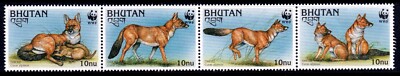 Bhutan 1997 Dhole - WWF Complete Mint MNH Set Strip SC 1149-image