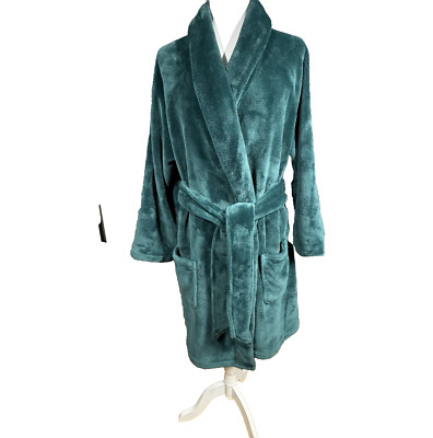 Victorias Secret Plush Robe M / L Emerald Green Size Embossed Back Logo Pockets-image