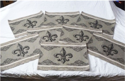 DII Design Imports Fleur de Lis Jacquard Placemat Set of 8, EUC, RARE & HTF-image