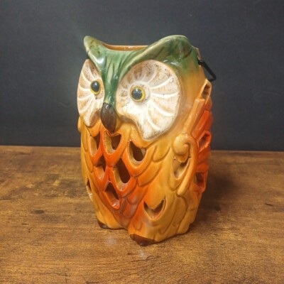 Design Imports Rustic Tall Owl Cutout Stonewear LED Lantern, Tested & Works-image