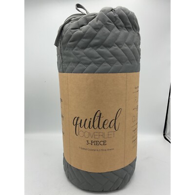 Becky Cameron Herring Gray Full/Queen Quilted Coverlet Set 3 Pcs-image
