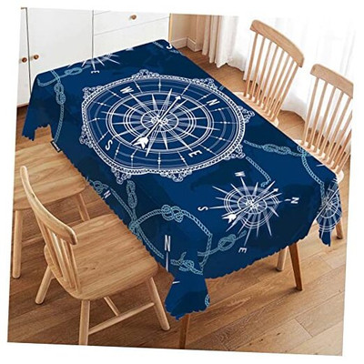  Table Covers Vintage World Map Wind Rose Rope Knot Nautical 52x70 Inch Compass-image