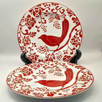 Pier 1 Red Bird Salad Dessert Plate Stoneware 8.25