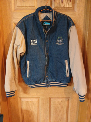 Vintage 90s Tri Mountain Denim Jacket Mens Sz XL  Quilted Lined Dark Wash -image