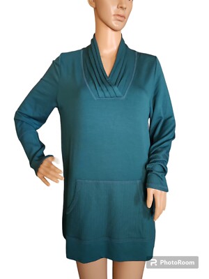 Soft Surroundings Womens Size S Green Cozy Knit Tunic Top Kangaroo Pocket-image