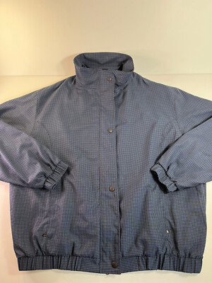 Vintage Forresters Outerwear Full Zip Blue/Black Check Windbreaker XL USA MADE!-image