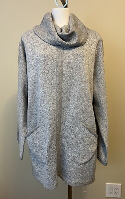 Soft Surroundings So Cozy Size XL Heathered Gray Cowl Neck Tunic Top-image