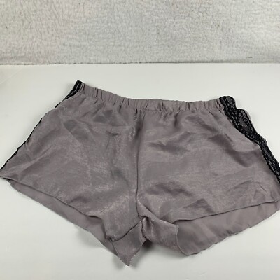 Cozy Rozy California Satiny Sleep Shorts with Black Side Lace Sz M Grey NWT 6287-image