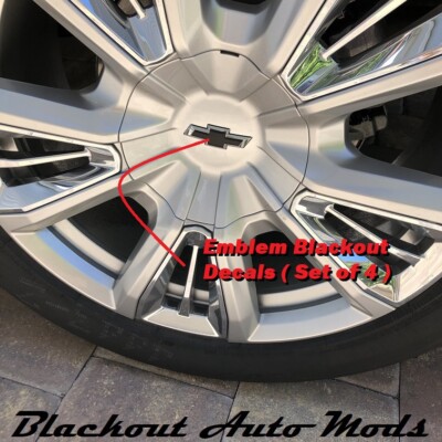 Gloss Black Center Cap Emblem Blackout Decals Fits 2020-24 Chevy Silverado 1500-image