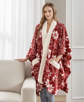Premier Comfort Cozy Plush Wrap Noelle Red/White 50