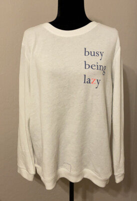 Busy Being Lazy Sleep Top. Light and Cozy. Juniors Large. Relaxed Fit. Orig $30-image