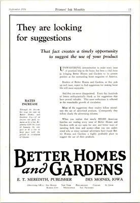 Better Homes & Gardens 'Advertisers - Suggest Use of Your Product' Print Ad 1926-image