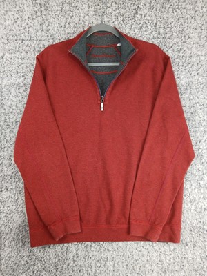 Tommy Bahama Reversible Sweater Mens Medium 1/4 Zip Red Gray Cotton Comfort Cozy-image