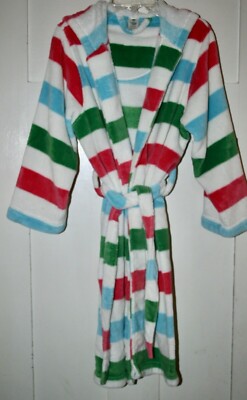 Tucker+Tate Plush Striped Hoodie Robe Women's Size Medium (10-12)-image