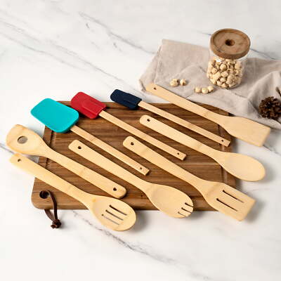Mainstays 100% Natural Bamboo Tool and Gadgets 9 Pieces Utensil Set for Cooking-image