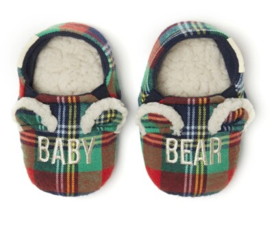 Dearfoams Cozy Comfort Plaid Slippers Memory Foam Family Baby Bear Size 5/6 -image