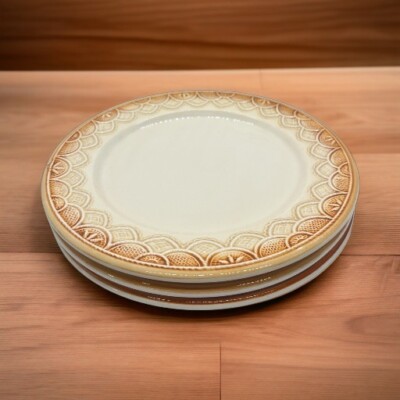 Pier1 Italian Made Lace Design Dinner Plates - Set Of 3 Tan Brown-image