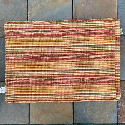 PIER 1 Imports Set Of 8 Table Place Mats Stripes Orange Yellow Green *READ-image