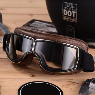 New Motorcycle Goggles Fit Over Glasses For Men Vintage Leather Riding Glasses-image