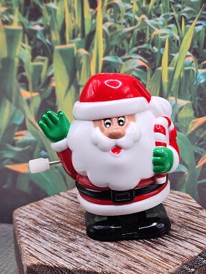 Vintage Fun World Plastic Wind Up Walking Toy Santa Claus Works!-image