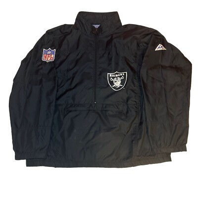 Vintage 90s Apex One Oakland Raiders (NFL) 1/2 Zip Wind Breaker Jacket Men's-image