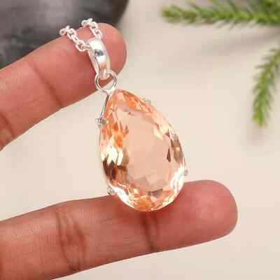 93.55 Ct+ Pear Cut imperial Topaz Natural Solid Silver Pendant AG Gemstone-image