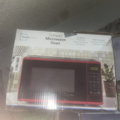 Mainstays Small Microwave Oven Countertop 0.7 Cu.Ft. 700 Watt LED display Red-image