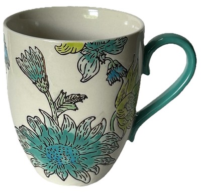 Dutch Wax Coastline Imports Coffee Cup Hand Painted Ceramic Floral Design-image