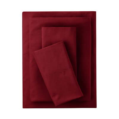 Mainstays 4Piece 300 Thread Count Solid Luscious-Merlot CVC Cotton Blend (Adult)-image