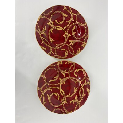 Pier 1 Imports Porcelain Crimson Chic Salad Plates Set of 2-image