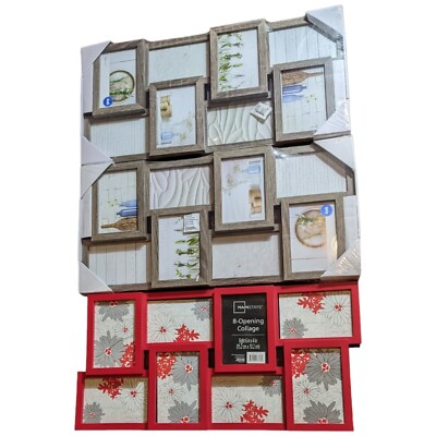4x6 Family Photo Frames Picture White and Red Photo Album Hanging Wall 24 Photos-image