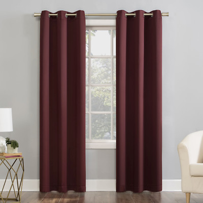 Mainstays Faux Silk Textured Grommet Curtain Panels-Set of 2-Burgundy--37