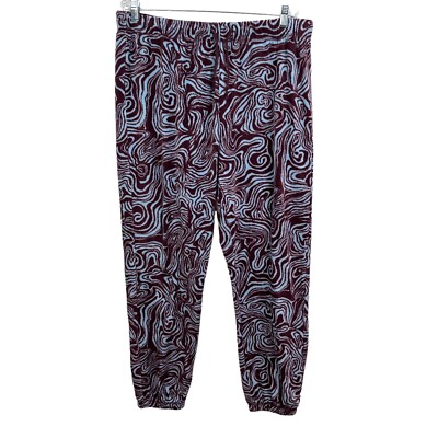 Abound Womens Fleece Pajama Pants Drawstring Elastic Waist Burgundy Blue Sz XL-image