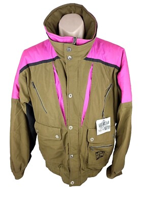 Obermeyer Vintage Ski Jacket Unisex Size L Green/Pink Thinsulate Snowboarding -image