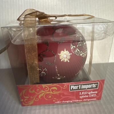 Pier 1 Imports LED Sphere Table Ornament Color Changing Ornaments Design New-image