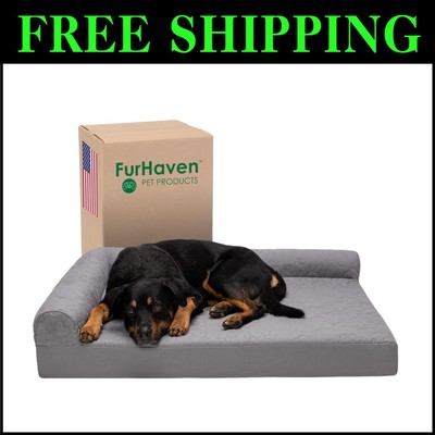 Pinsonic Quilted L-Shaped Dog Bed for Large Breeds - Jumbo Size, Cozy Comfort-image