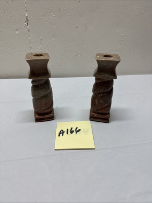 2 Color Stack Candle Stick Holders PIER 1 IMPORTS 1974 Pier One 6in Tall-image