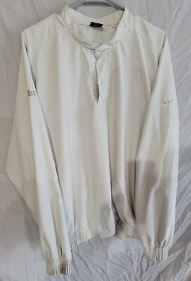 Vintage Nike Golf Windbreaker Mens L Beige Pullover Stretch Snap Button Pockets-image