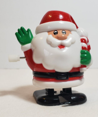 Vintage Fun World Plastic Wind Up Walking Toy Santa Claus Works!-image