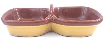 Pier 1 Ceramic Salsa Sauce Divided Italian Relish Dish Made in Italy Redware-image