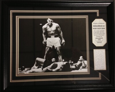 Ali Over Liston Photograph, Matted Framed with Muhammad Ali Fight Worn Robe-image
