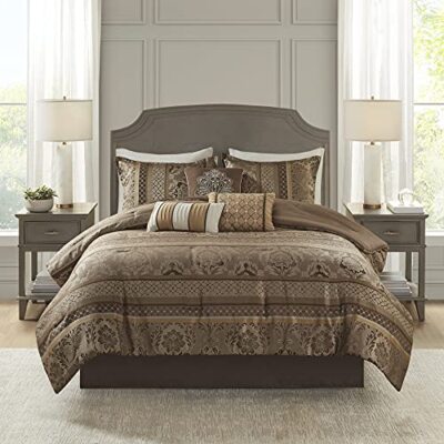  Cozy Comforter Set - Luxurious Queen (90 in x 90 in) Bellagio Brown/Gold-image